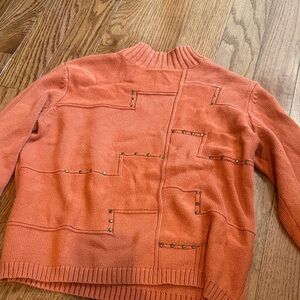 Orange Sweater with Stud Accents
